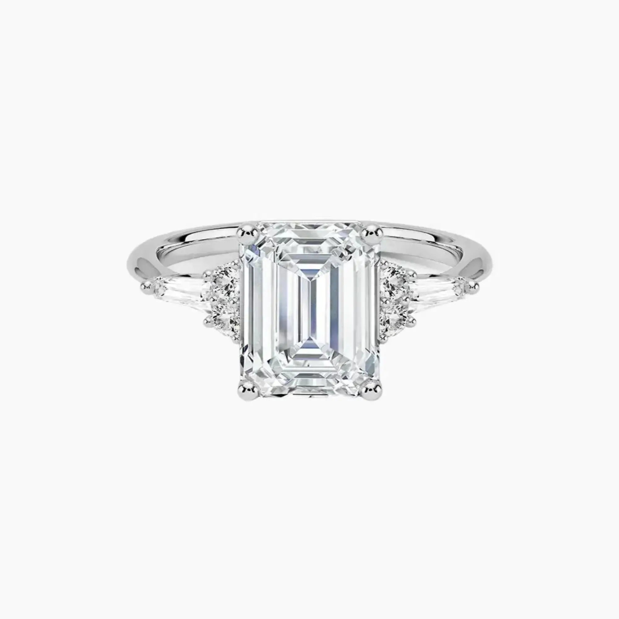 Jovana Emerald Designer 1.5 Carat Lab Grown Diamond Engagement Ring in 18K White Gold