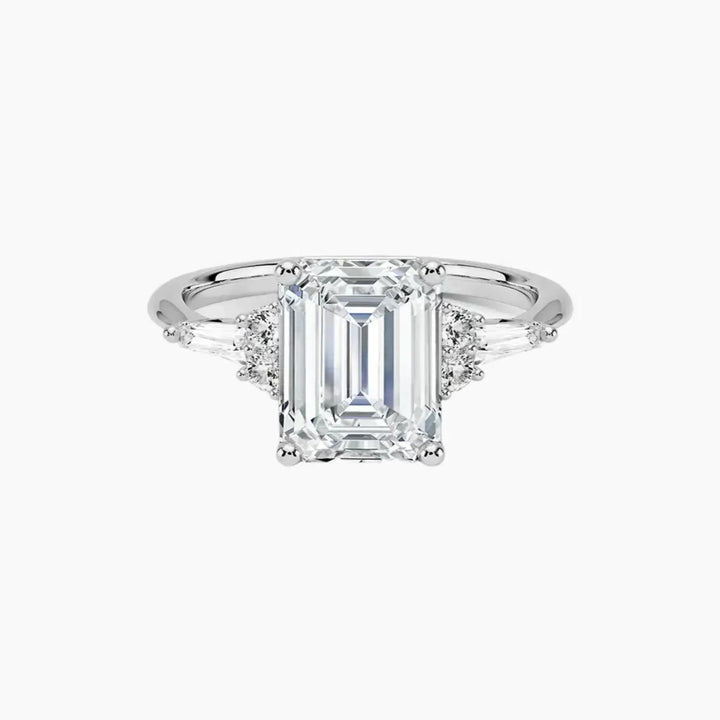 Jovana Emerald Designer 3 Carat Lab Grown Diamond Engagement Ring in 14K White Gold