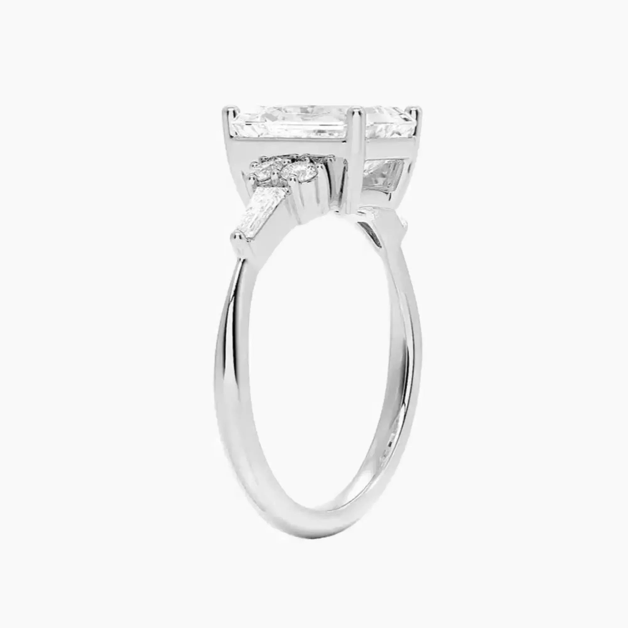Jovana Emerald Designer 3 Carat Lab Grown Diamond Engagement Ring in 14K White Gold
