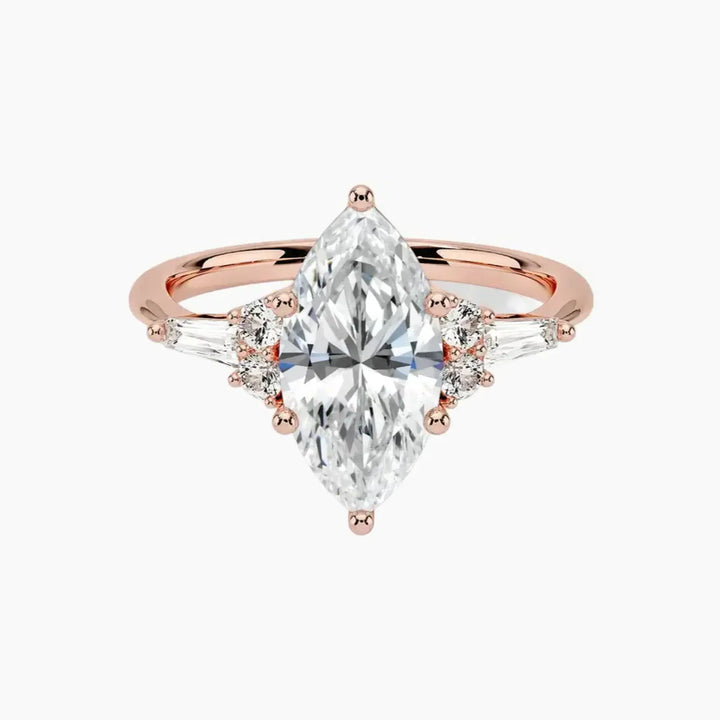 Jovana Marquise Designer 3 Carat Lab Grown Diamond Engagement Ring in 18K Rose Gold