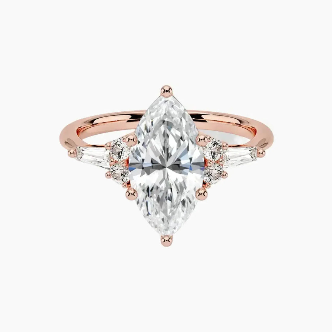 Jovana Marquise Designer 3 Carat Lab Grown Diamond Engagement Ring in 14K Rose Gold