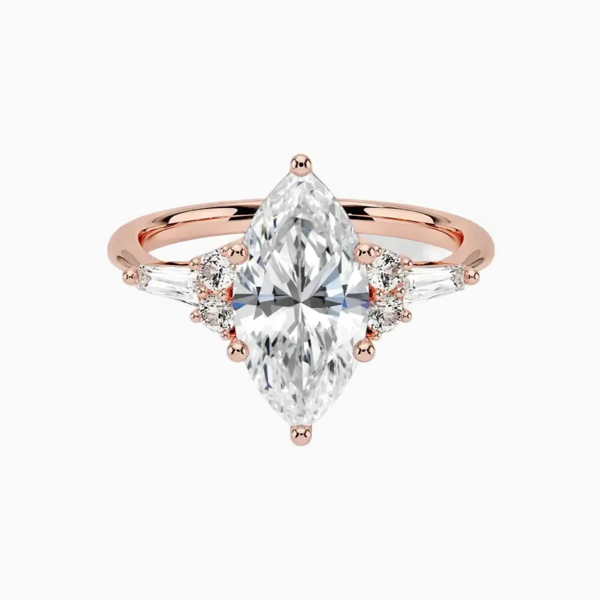 Jovana Marquise Designer 2.5 Carat Lab Grown Diamond Engagement Ring in 18K Rose Gold