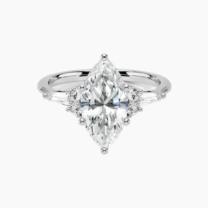 Jovana Marquise Designer 3 Carat Lab Grown Diamond Engagement Ring in 18K White Gold
