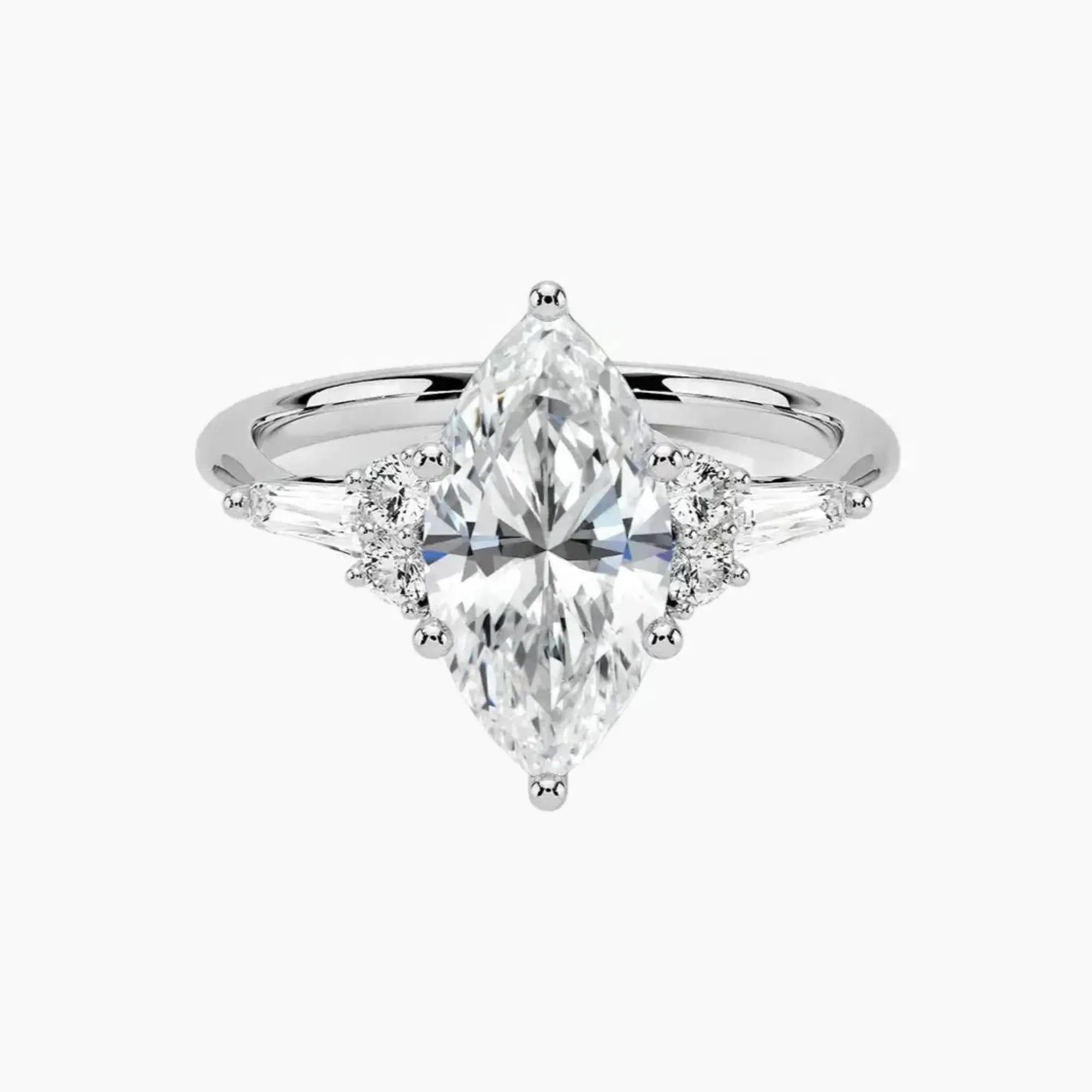 Jovana Marquise Designer 2 Carat Lab Grown Diamond Engagement Ring in 14K Yellow Gold