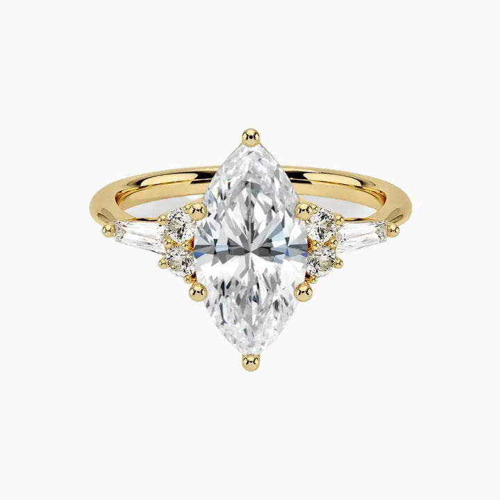 Jovana Marquise Designer 3 Carat Lab Grown Diamond Engagement Ring in 18K Yellow Gold