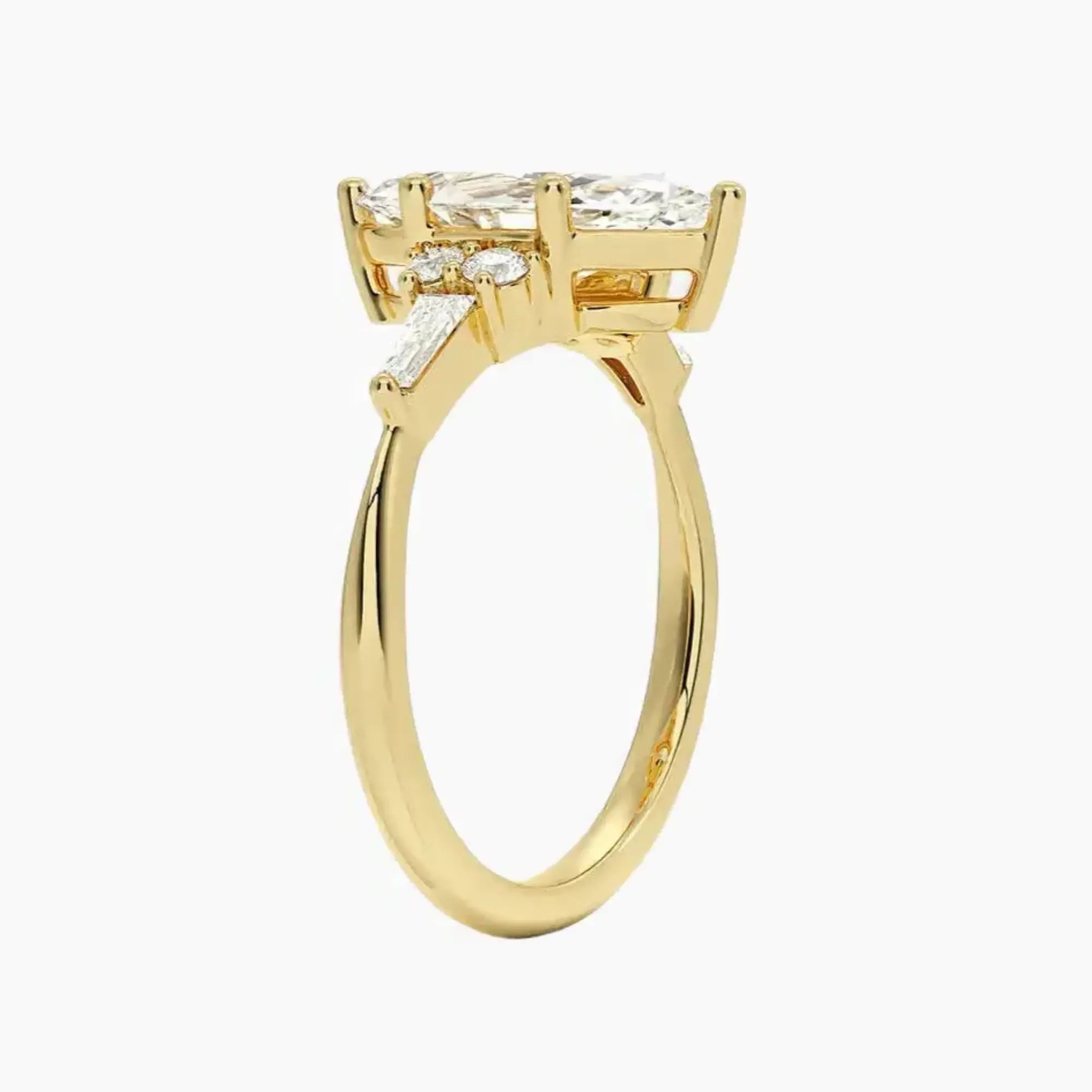 Jovana Marquise Designer 2.5 Carat Lab Grown Diamond Engagement Ring in 18K Yellow Gold