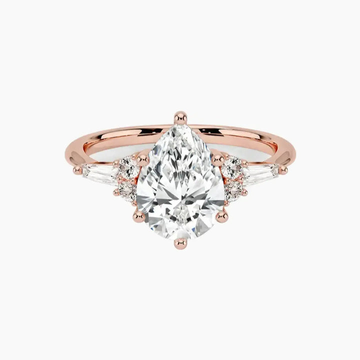 Jovana Pear Designer 1.5 Carat Lab Grown Diamond Engagement Ring in 14K Rose Gold