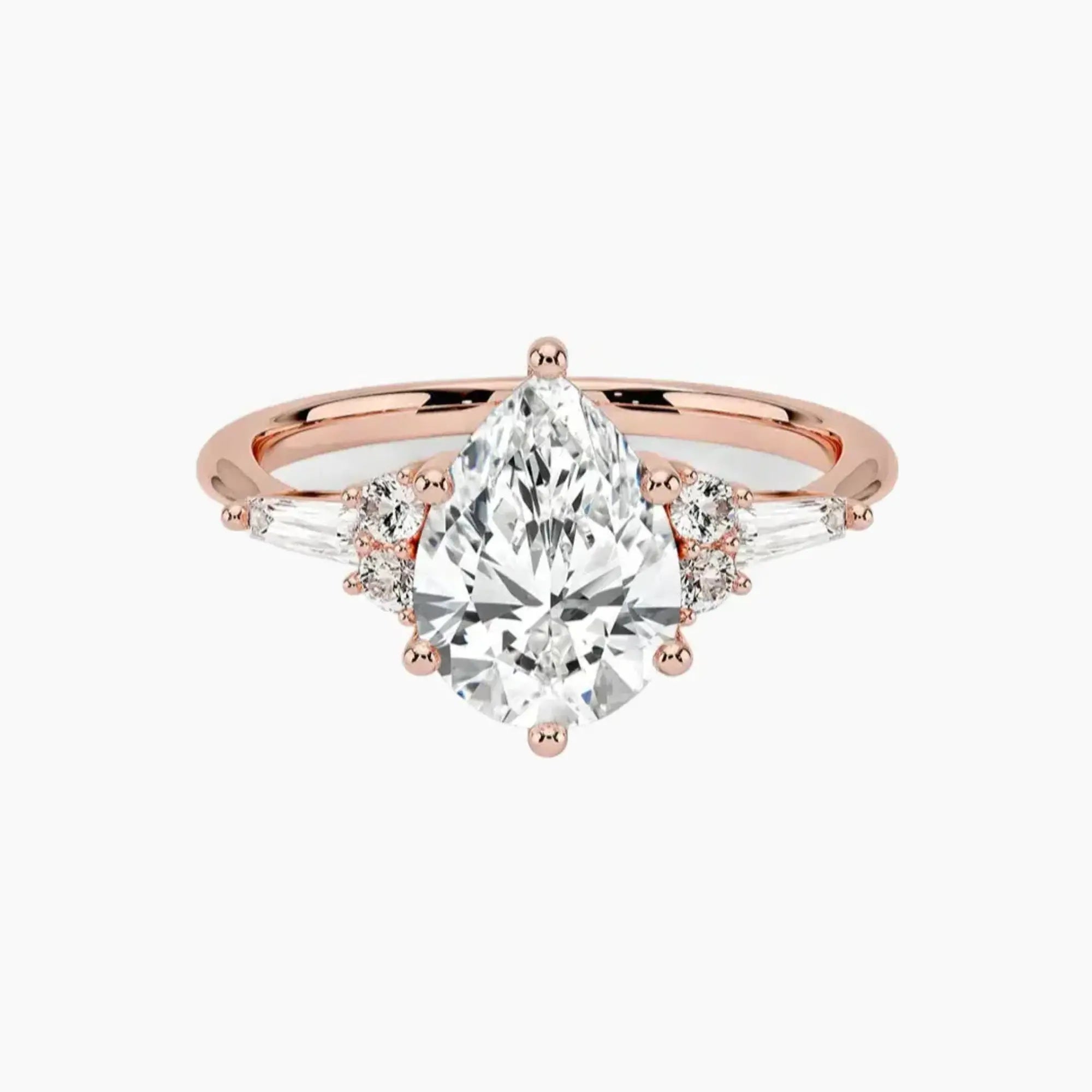 Jovana Pear Designer 3 Carat Lab Grown Diamond Engagement Ring in 14K Rose Gold