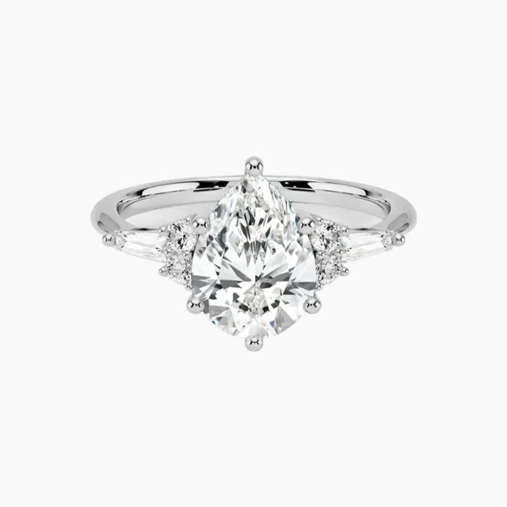 Jovana Pear Designer 1 Carat Lab Grown Diamond Engagement Ring in 18K White Gold