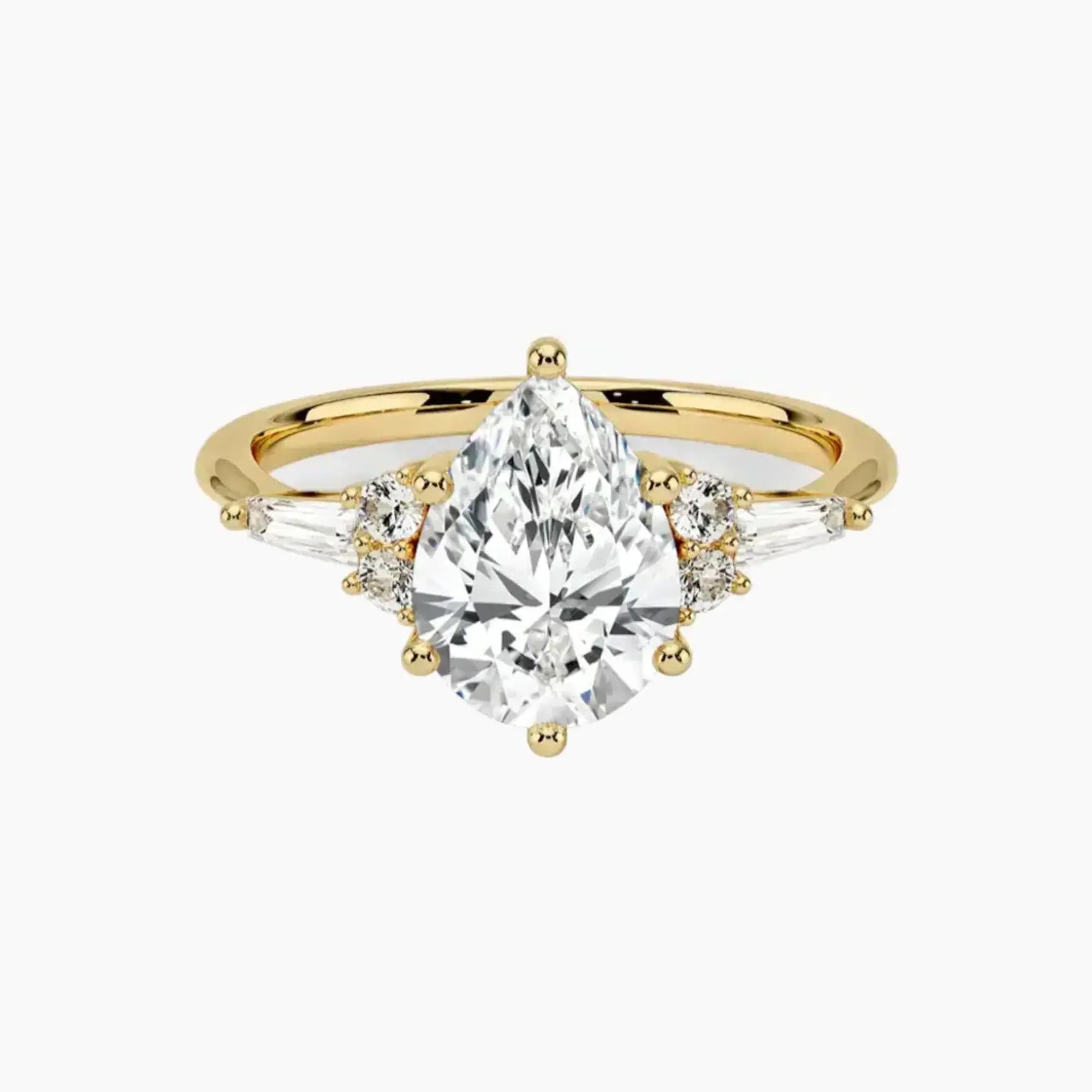 Jovana Pear Designer 2 Carat Lab Grown Diamond Engagement Ring in 18K White Gold