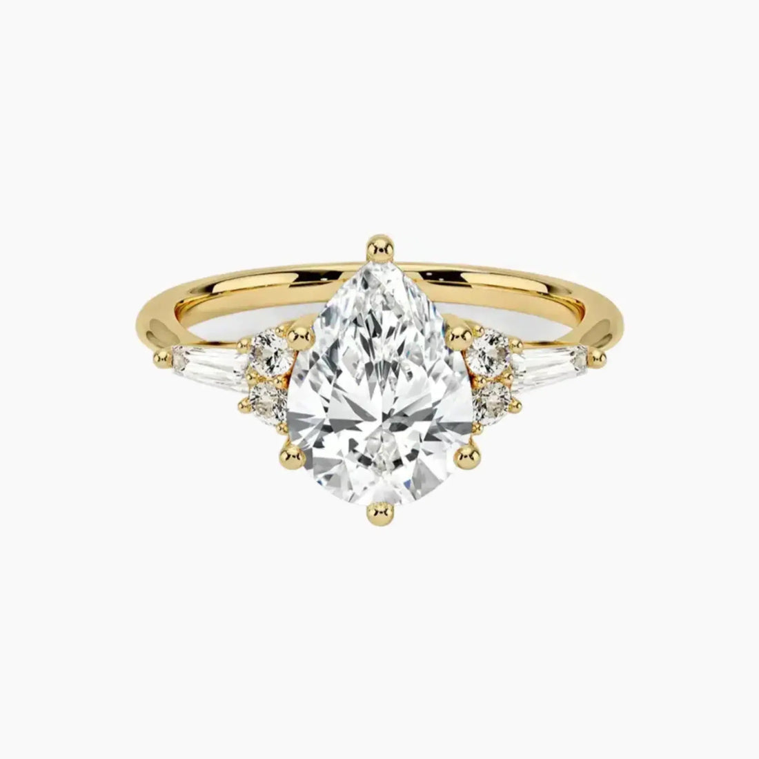 Jovana Pear Designer 2 Carat Lab Grown Diamond Engagement Ring in 18K Rose Gold