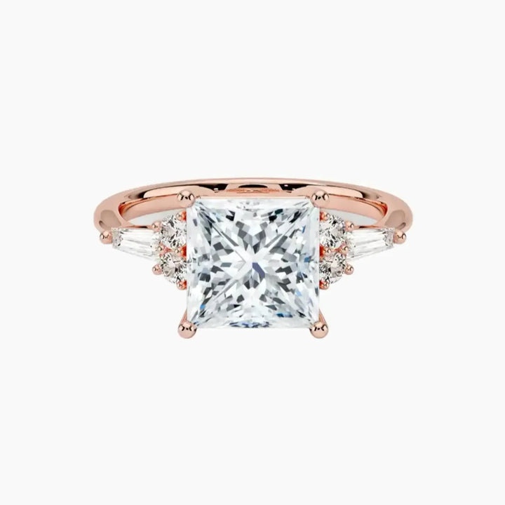Jovana Princess Designer 3 Carat Lab Grown Diamond Engagement Ring in 14K Rose Gold