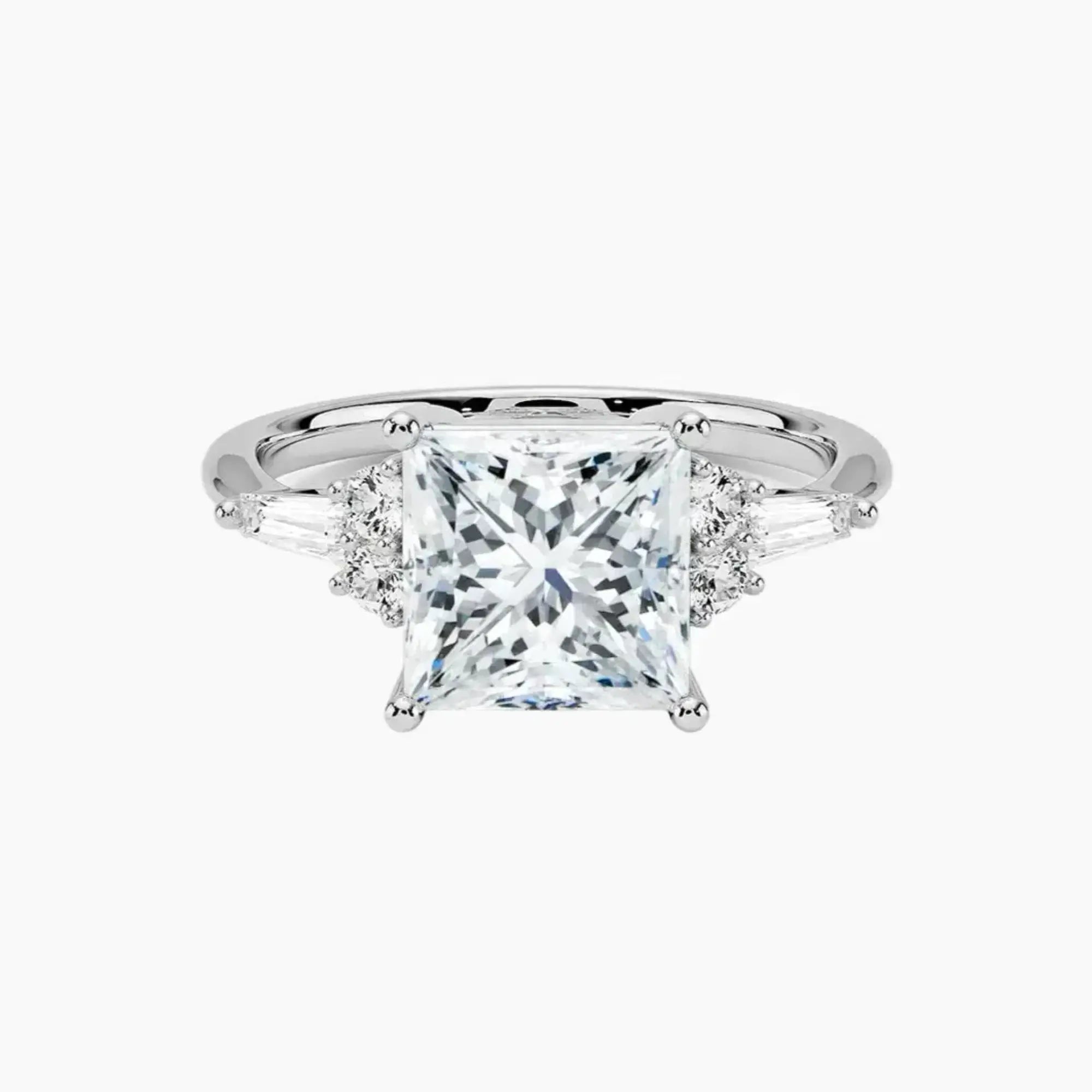 Jovana Princess Designer 3 Carat Lab Grown Diamond Engagement Ring in 18K White Gold