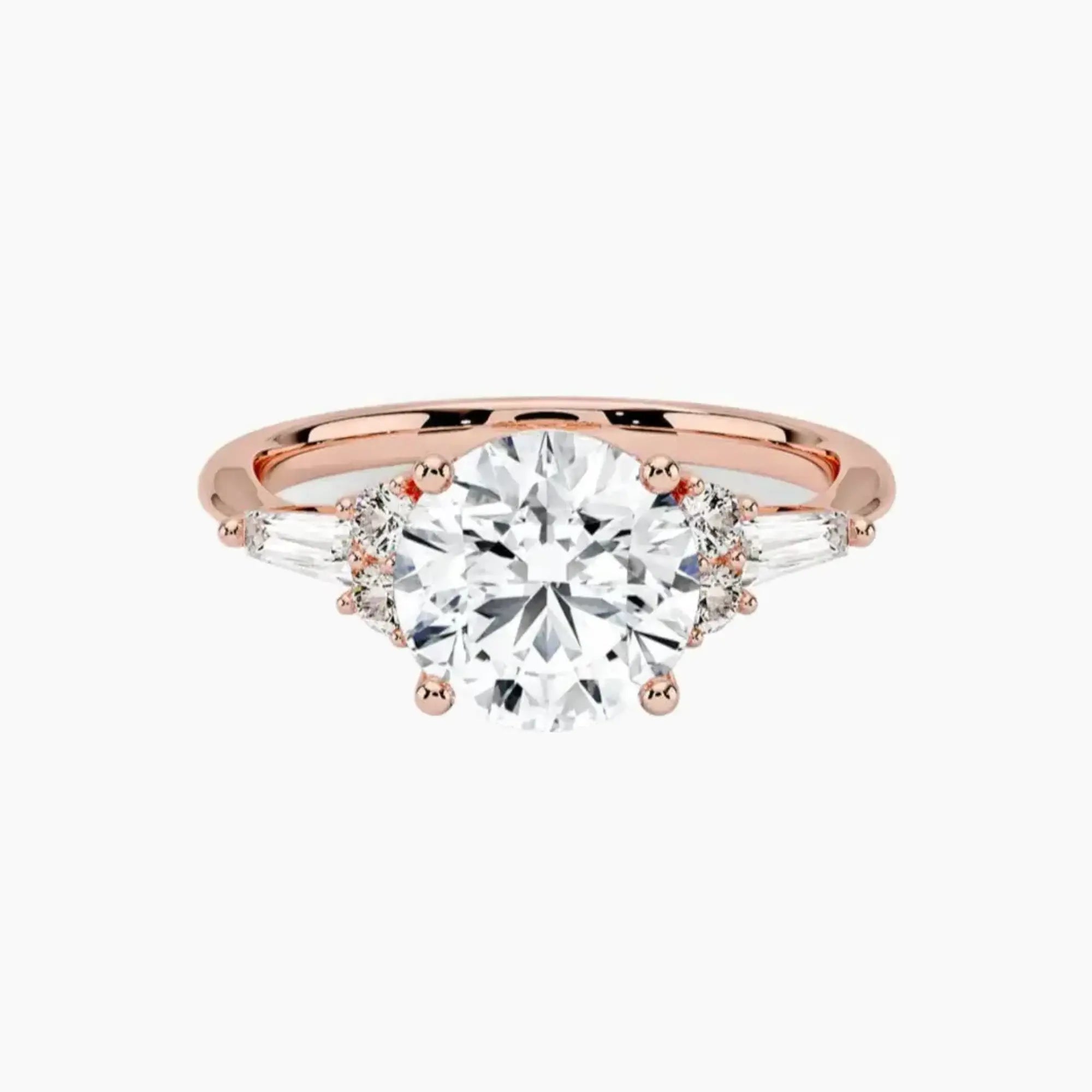 Jovana Round Designer 1.5 Carat Lab Grown Diamond Engagement Ring in 14K Rose Gold