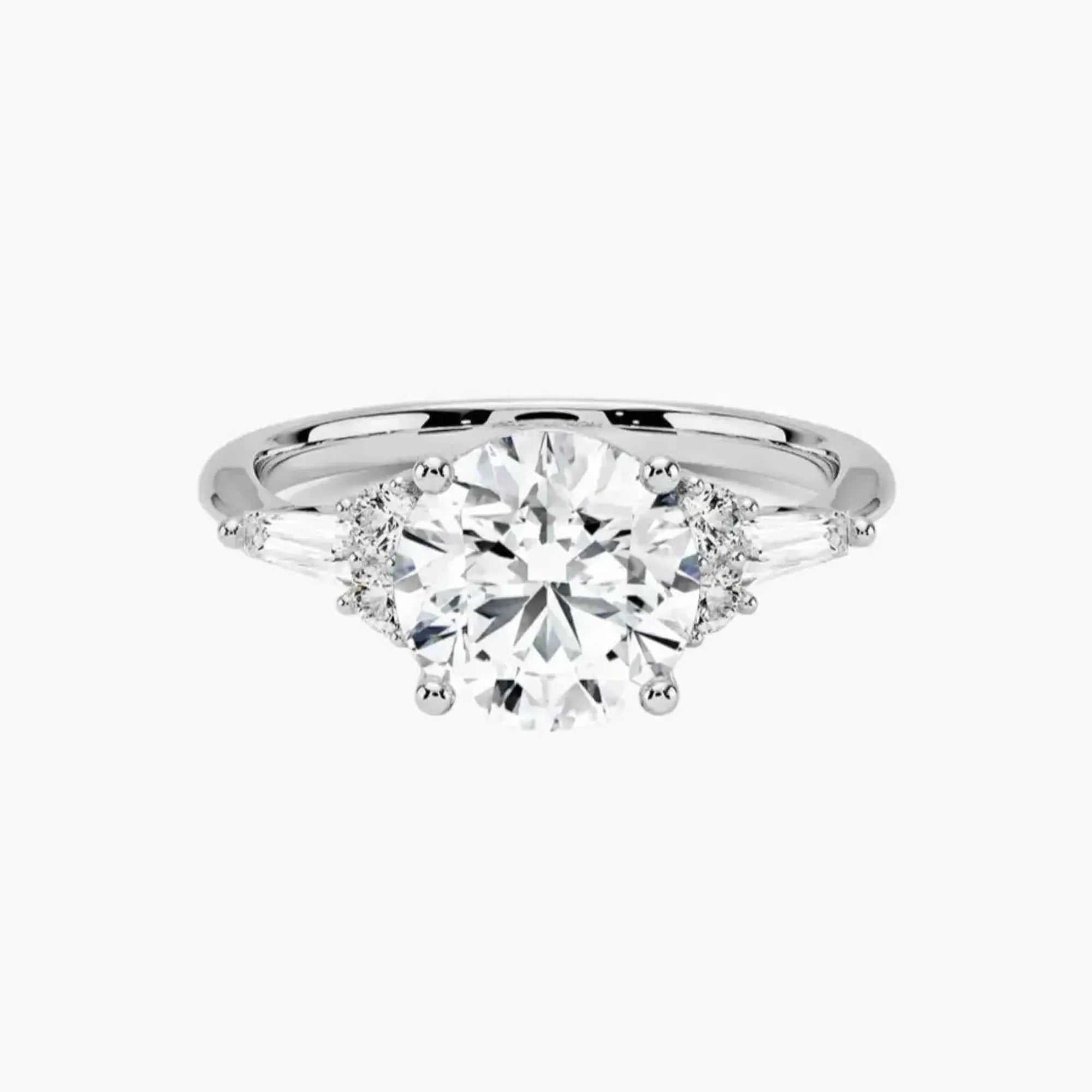 Jovana Round Designer 3 Carat Lab Grown Diamond Engagement Ring in 18K Rose Gold