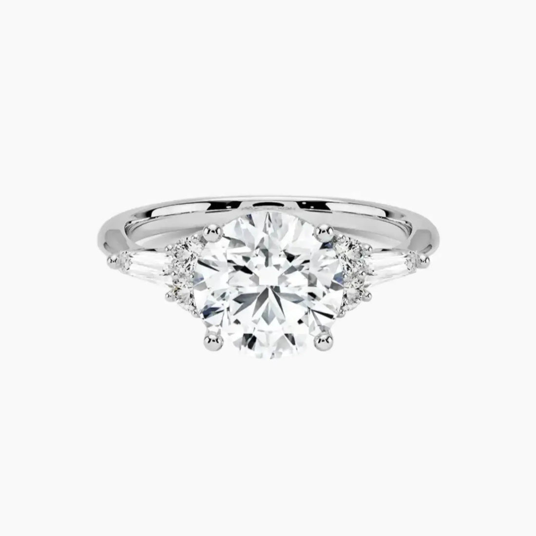 Jovana Round Designer 3 Carat Lab Grown Diamond Engagement Ring in 18K Rose Gold