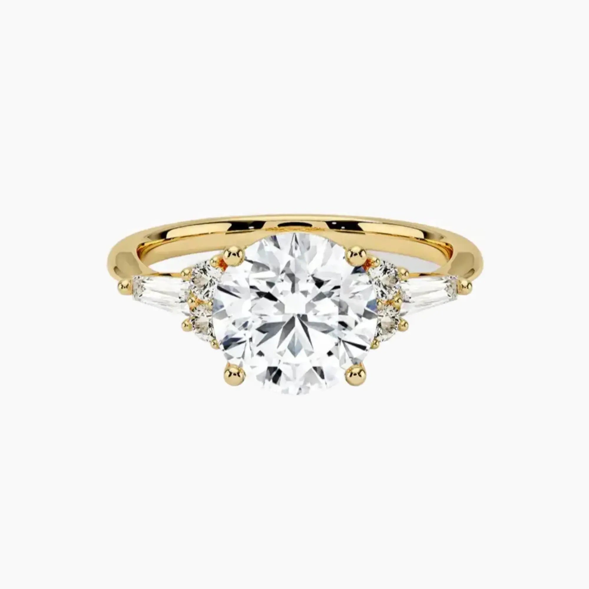 Jovana Round Designer 2.5 Carat Lab Grown Diamond Engagement Ring in 14K Yellow Gold