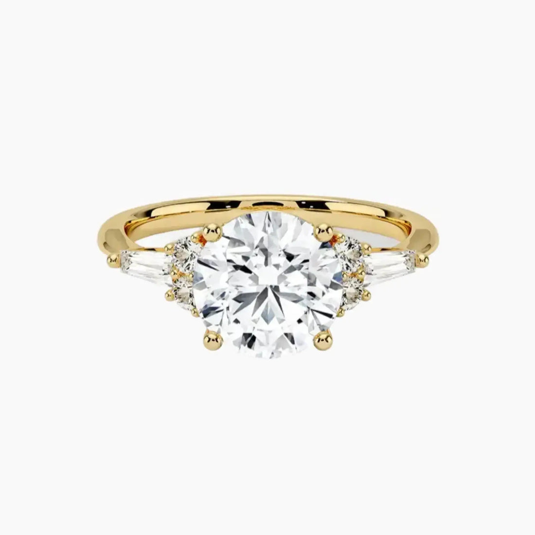 Jovana Round Designer 2.5 Carat Lab Grown Diamond Engagement Ring in 18K Yellow Gold
