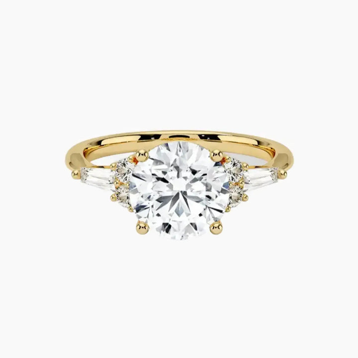Jovana Round Designer 2.5 Carat Lab Grown Diamond Engagement Ring in 18K Yellow Gold