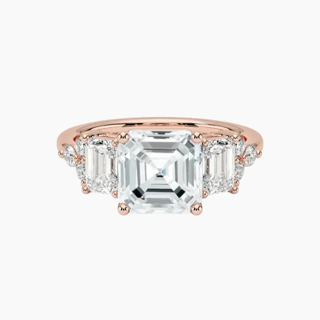 Kaiya Asscher Designer 2 Carat Lab Grown Diamond Engagement Ring in 14K Rose Gold