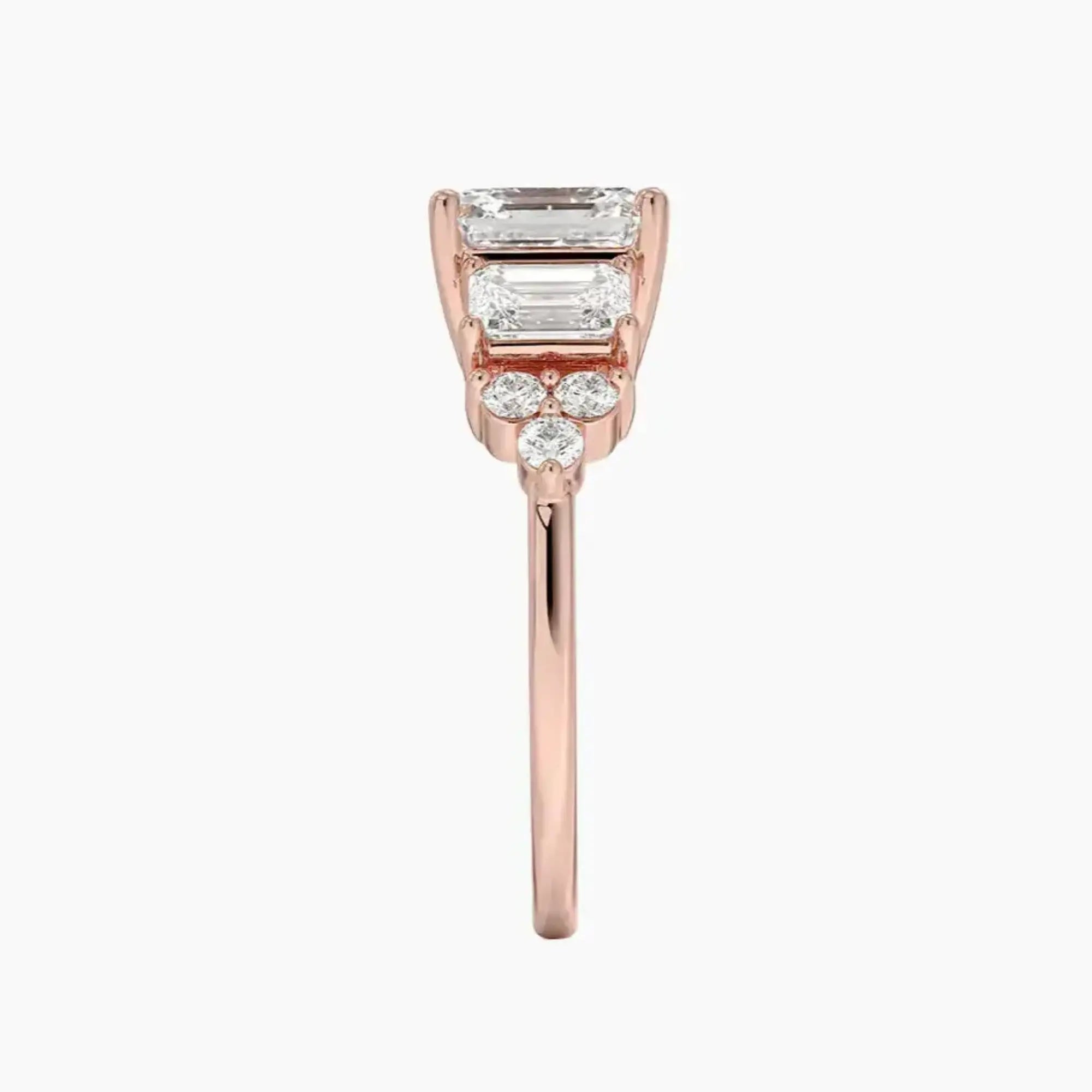 Kaiya Asscher Designer 3 Carat Lab Grown Diamond Engagement Ring in 18K Rose Gold
