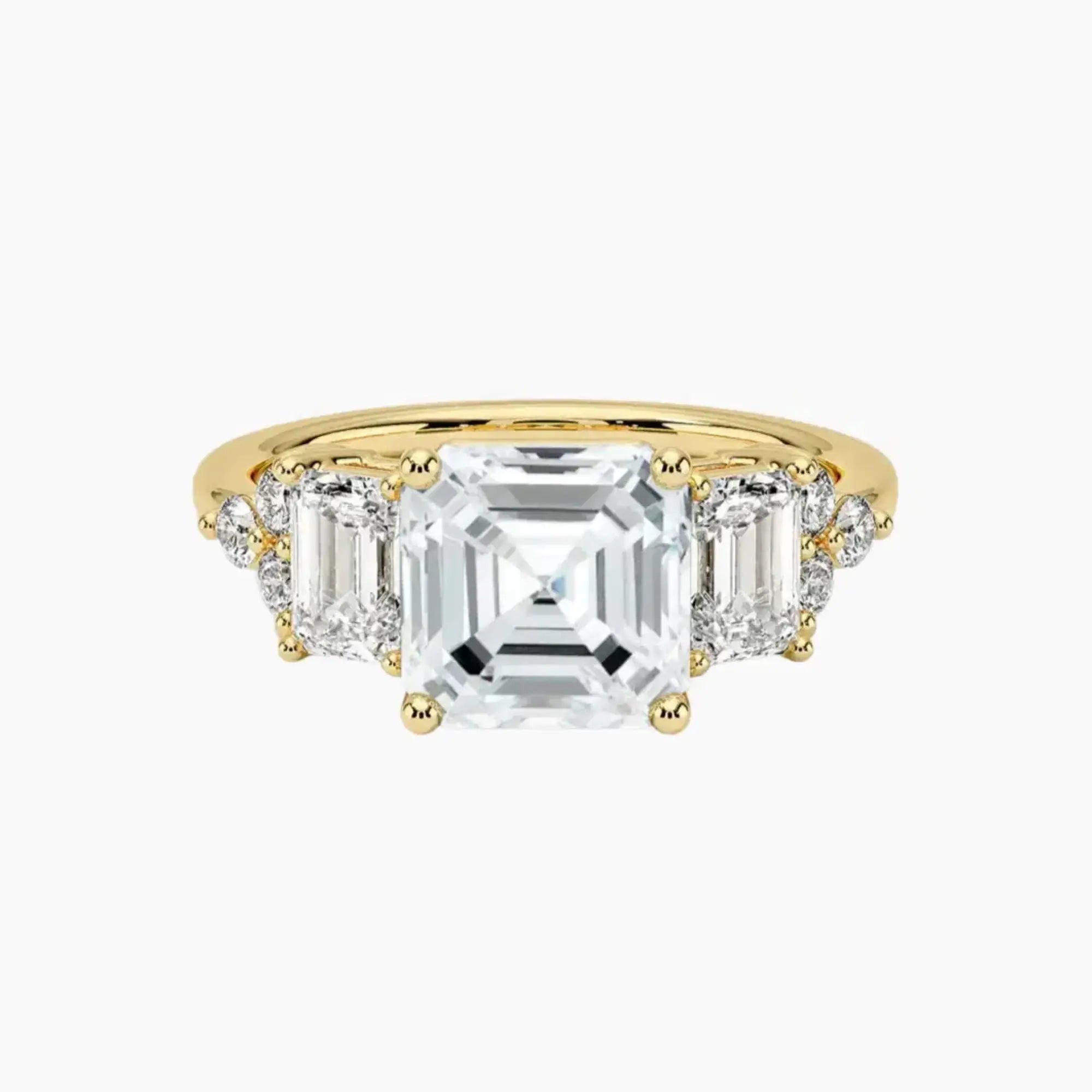 Kaiya Asscher Designer 2.5 Carat Lab Grown Diamond Engagement Ring in 14K Yellow Gold