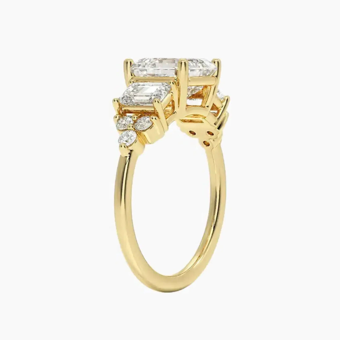 Kaiya Asscher Designer Diamond Ring Setting in 18K Yellow Gold