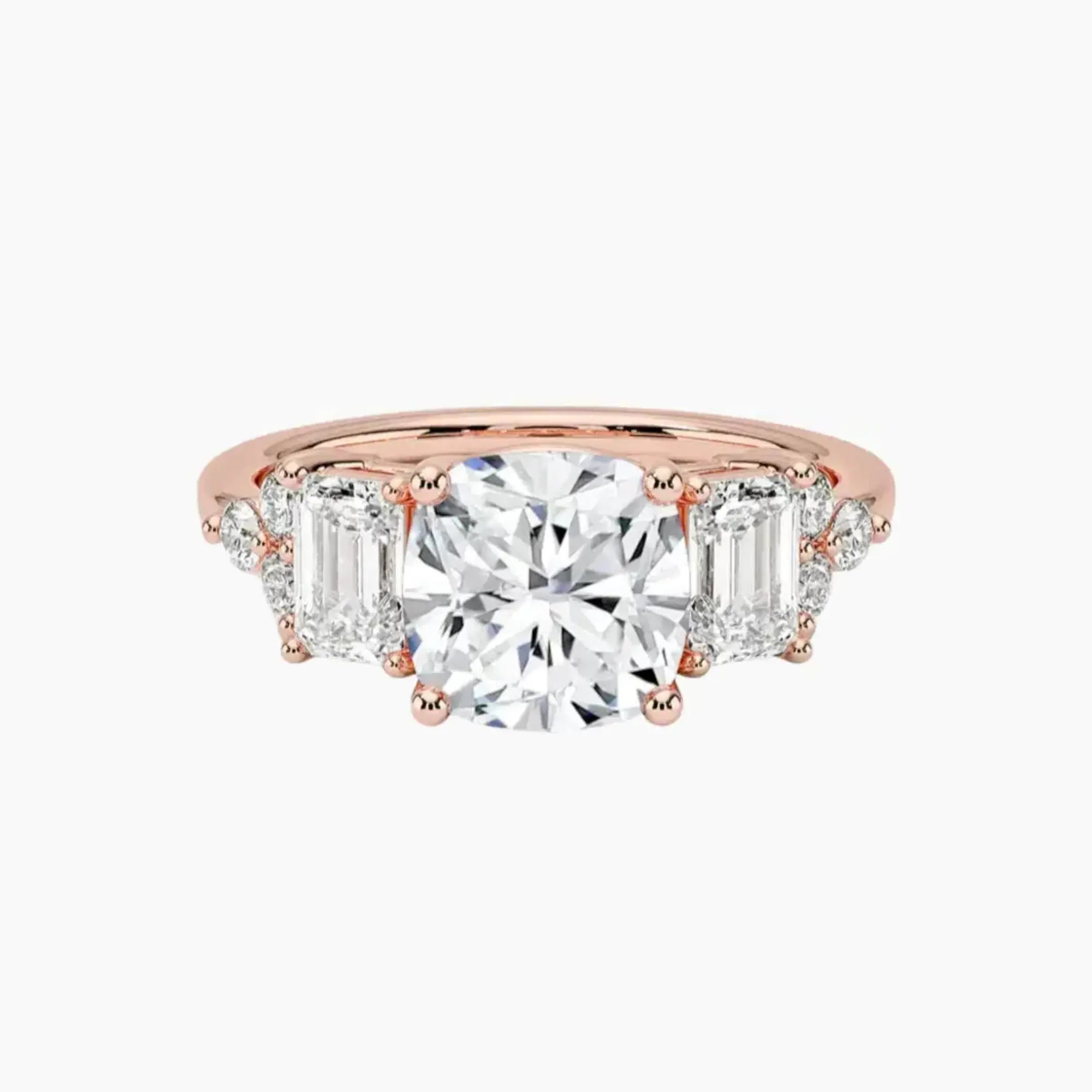 Kaiya Cushion Designer 2.5 Carat Lab Grown Diamond Engagement Ring in 18K White Gold