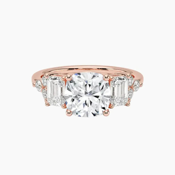 Kaiya Cushion Designer 1.5 Carat Lab Grown Diamond Engagement Ring in 14K Rose Gold