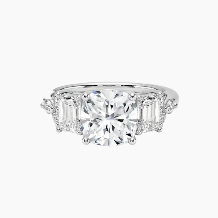 Kaiya Cushion Designer 3 Carat Lab Grown Diamond Engagement Ring in 14K White Gold