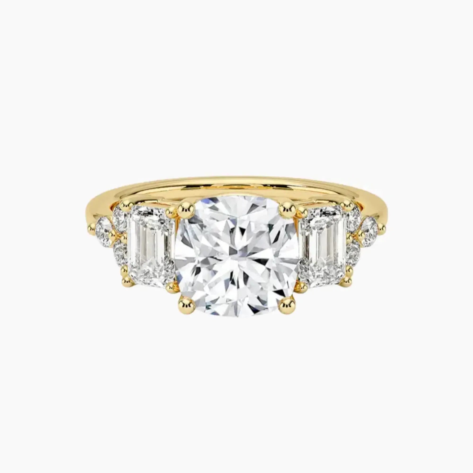 Kaiya Cushion Designer Diamond Ring Setting in 18K Yellow Gold