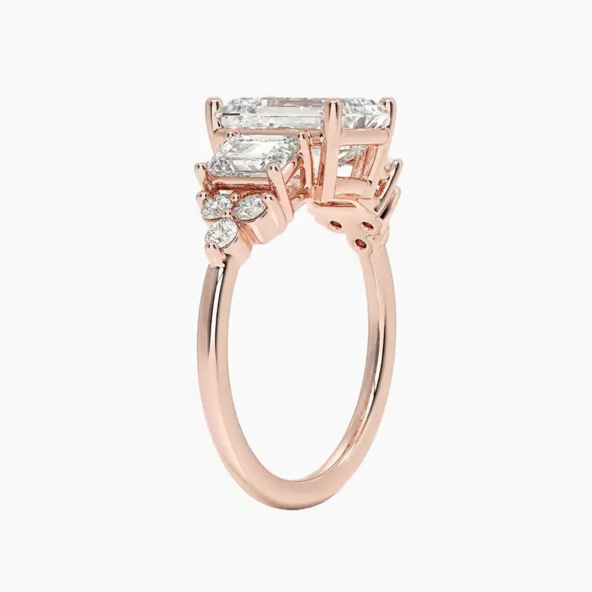 Kaiya Emerald Designer 3 Carat Lab Grown Diamond Engagement Ring in 14K Rose Gold