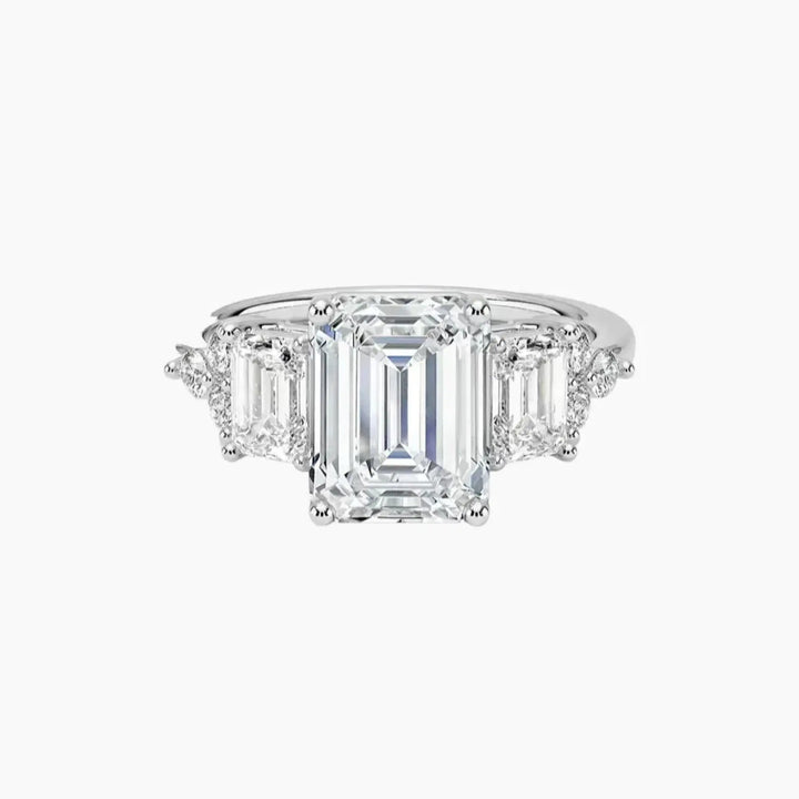 Kaiya Emerald Designer 3 Carat Lab Grown Diamond Engagement Ring in 18K White Gold