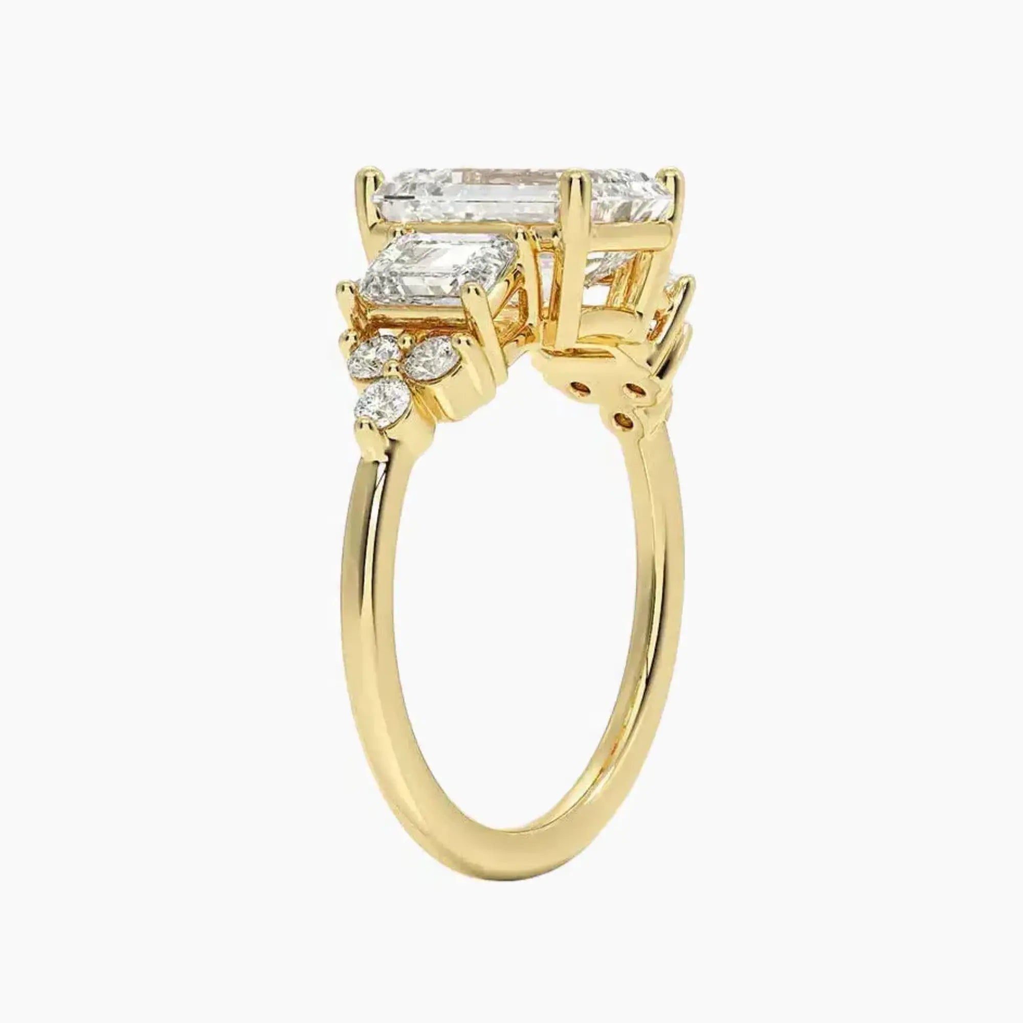 Kaiya Emerald Designer 2.5 Carat Lab Grown Diamond Engagement Ring in 18K Rose Gold