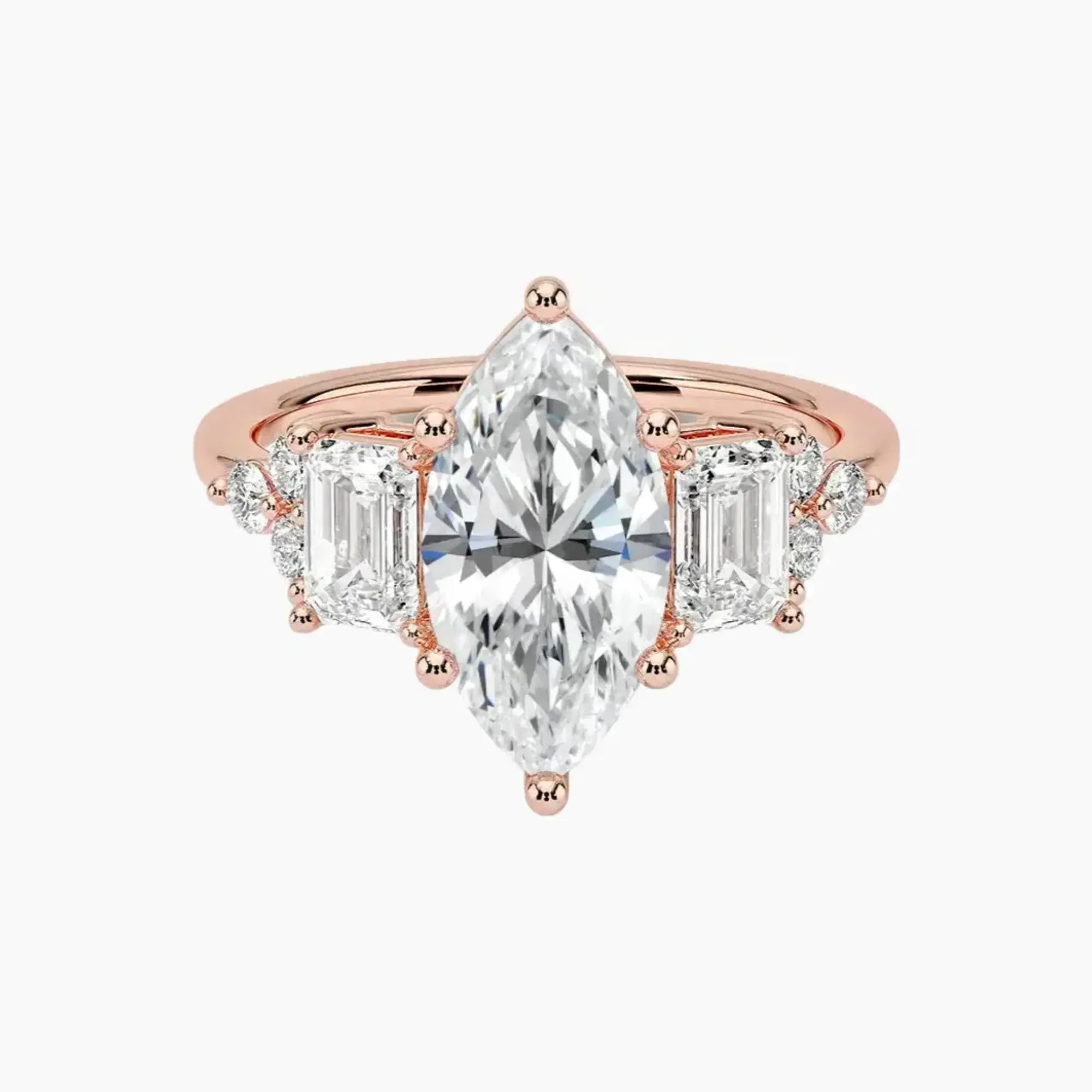 Kaiya Marquise Designer Diamond Ring Setting in 14K Rose Gold