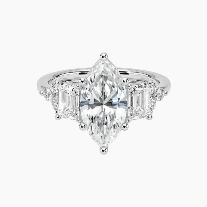 Kaiya Marquise Designer 3 Carat Lab Grown Diamond Engagement Ring in 14K White Gold