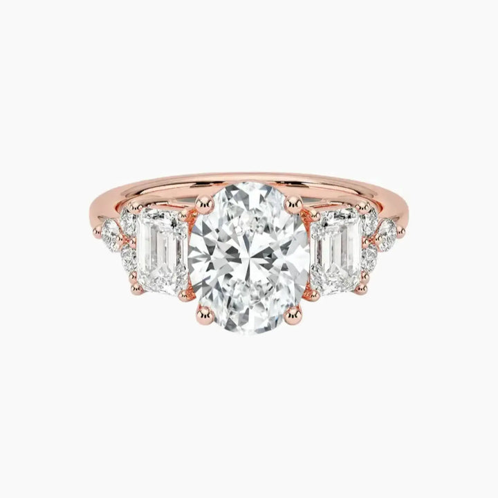 Kaiya Oval Designer 1.5 Carat Lab Grown Diamond Engagement Ring in 14K Rose Gold
