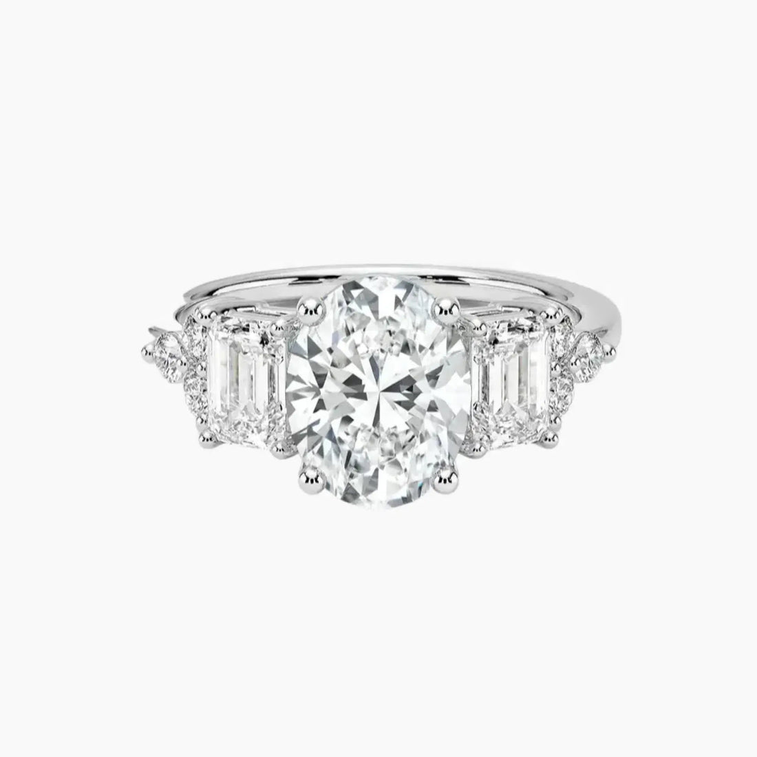 Kaiya Oval Designer 1 Carat Lab Grown Diamond Engagement Ring in 14K White Gold