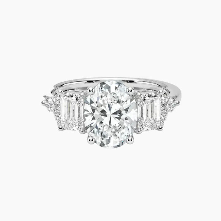 Kaiya Oval Designer 1 Carat Lab Grown Diamond Engagement Ring in 14K White Gold