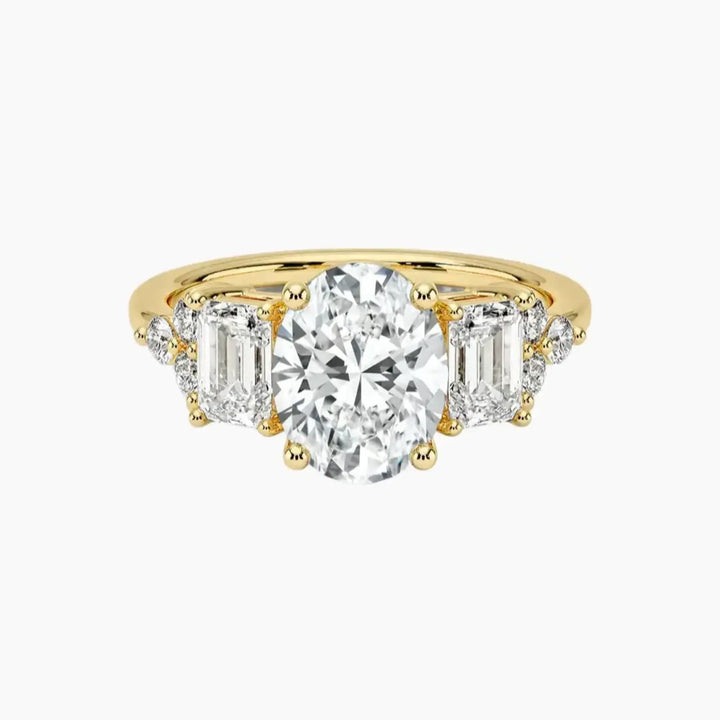 Kaiya Oval Designer 2.5 Carat Lab Grown Diamond Engagement Ring in 18K Yellow Gold