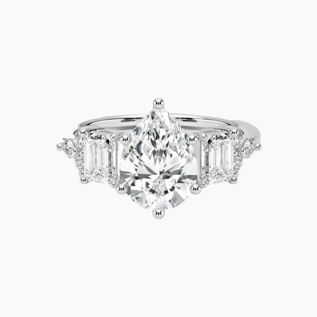 Kaiya Pear Designer 2.5 Carat Lab Grown Diamond Engagement Ring in 18K White Gold