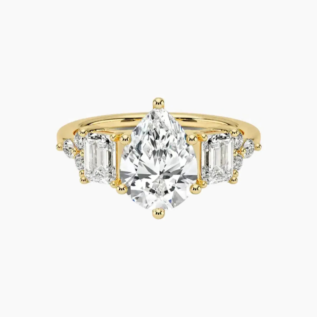 Kaiya Pear Designer Diamond Ring Setting in 18K White Gold