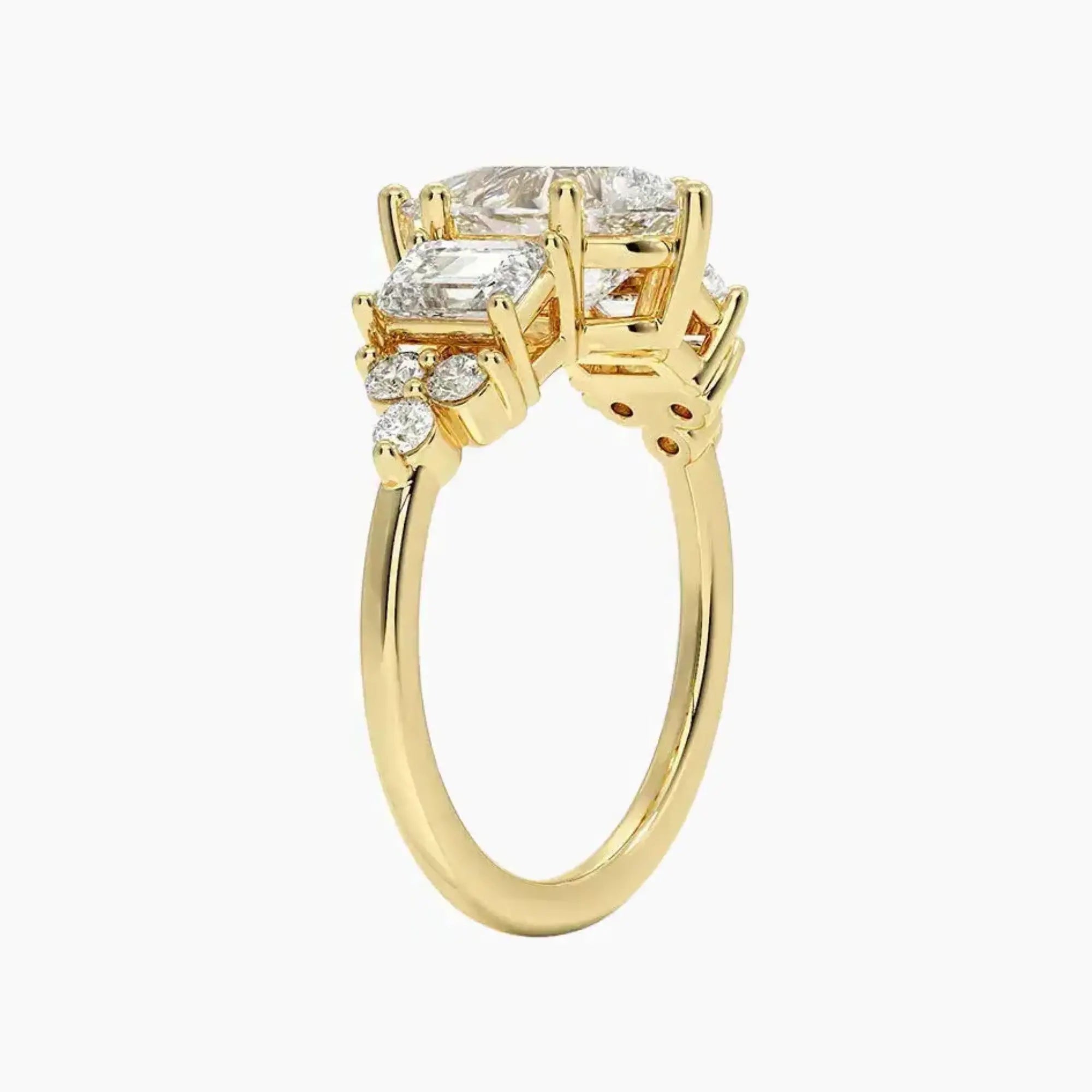 Kaiya Pear Designer 2.5 Carat Lab Grown Diamond Engagement Ring in 14K Yellow Gold