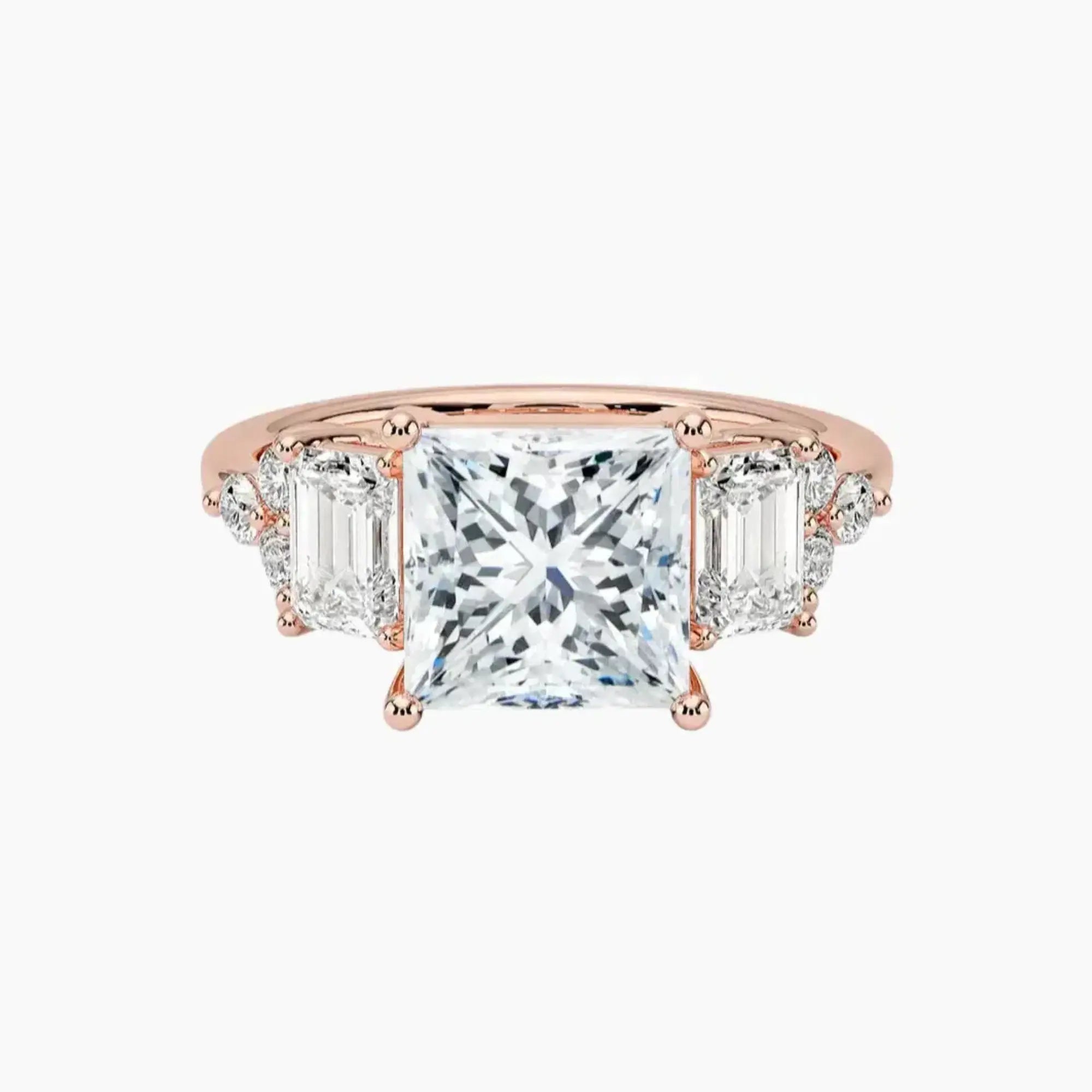 Kaiya Princess Designer 1 Carat Lab Grown Diamond Engagement Ring in 14K Rose Gold