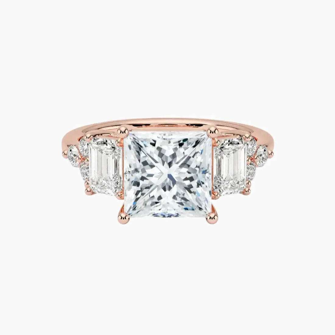 Kaiya Princess Designer 2.5 Carat Lab Grown Diamond Engagement Ring in 18K Rose Gold