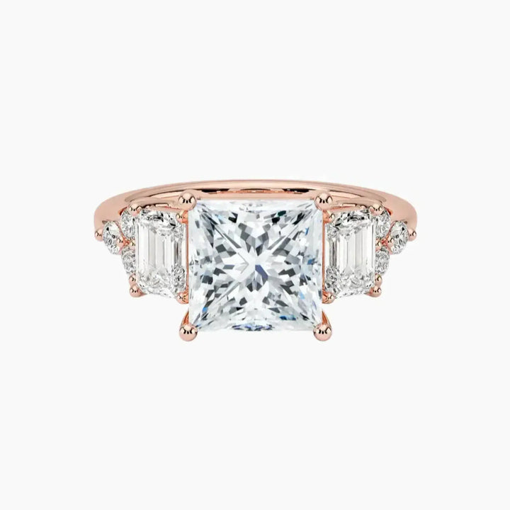 Kaiya Princess Designer 3 Carat Lab Grown Diamond Engagement Ring in 18K Rose Gold
