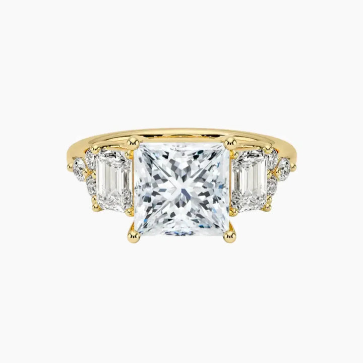 Kaiya Princess Designer 1.5 Carat Lab Grown Diamond Engagement Ring in 18K Yellow Gold