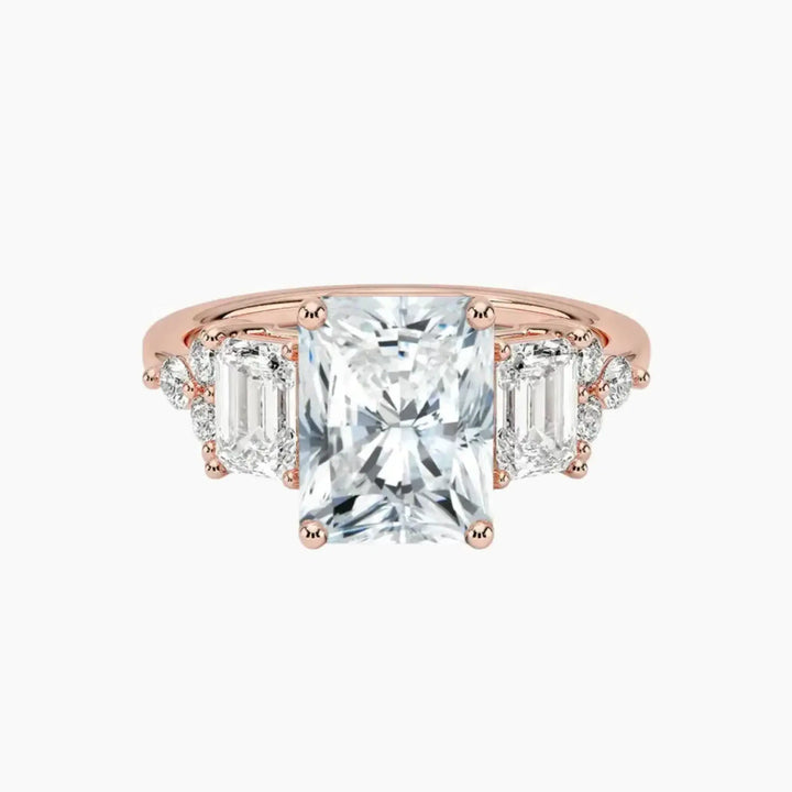 Kaiya Radiant Designer 3 Carat Lab Grown Diamond Engagement Ring in 18K Rose Gold