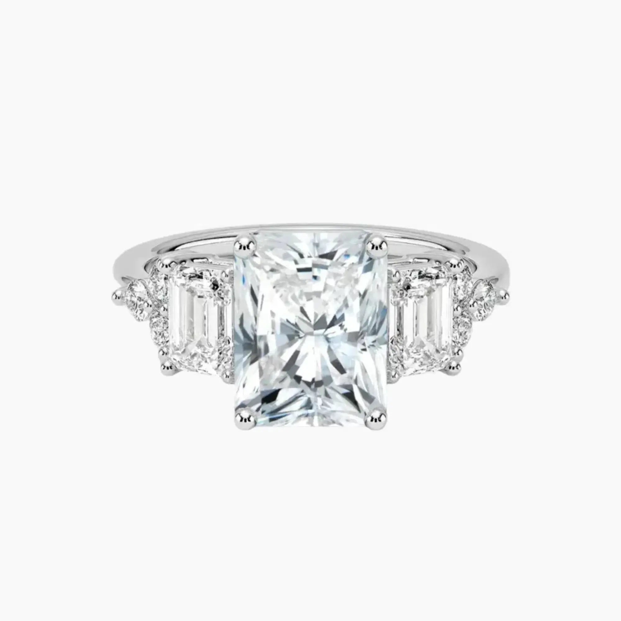 Kaiya Radiant Designer 3 Carat Lab Grown Diamond Engagement Ring in 18K Yellow Gold