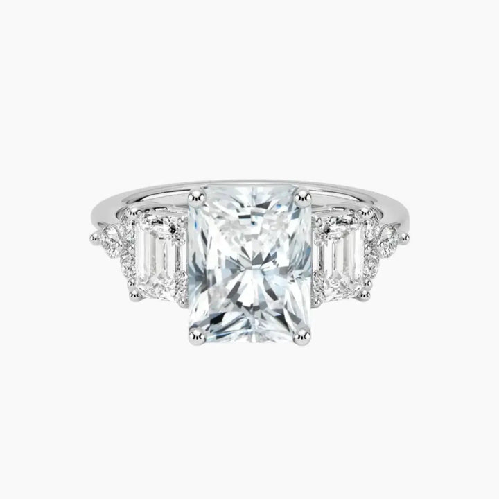 Kaiya Radiant Designer 3 Carat Lab Grown Diamond Engagement Ring in 14K White Gold